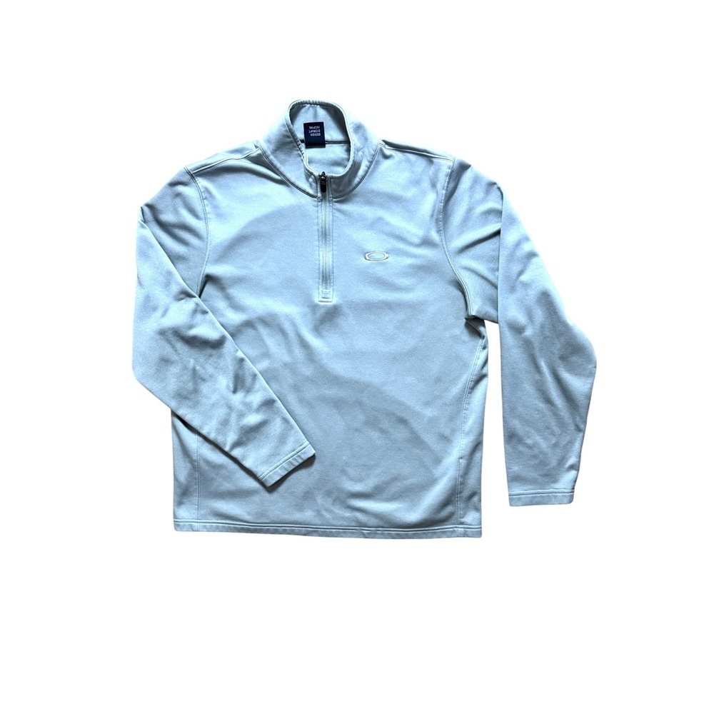 Oakley Mens M Quarter Zip Pullover Light Gray Regular Fit